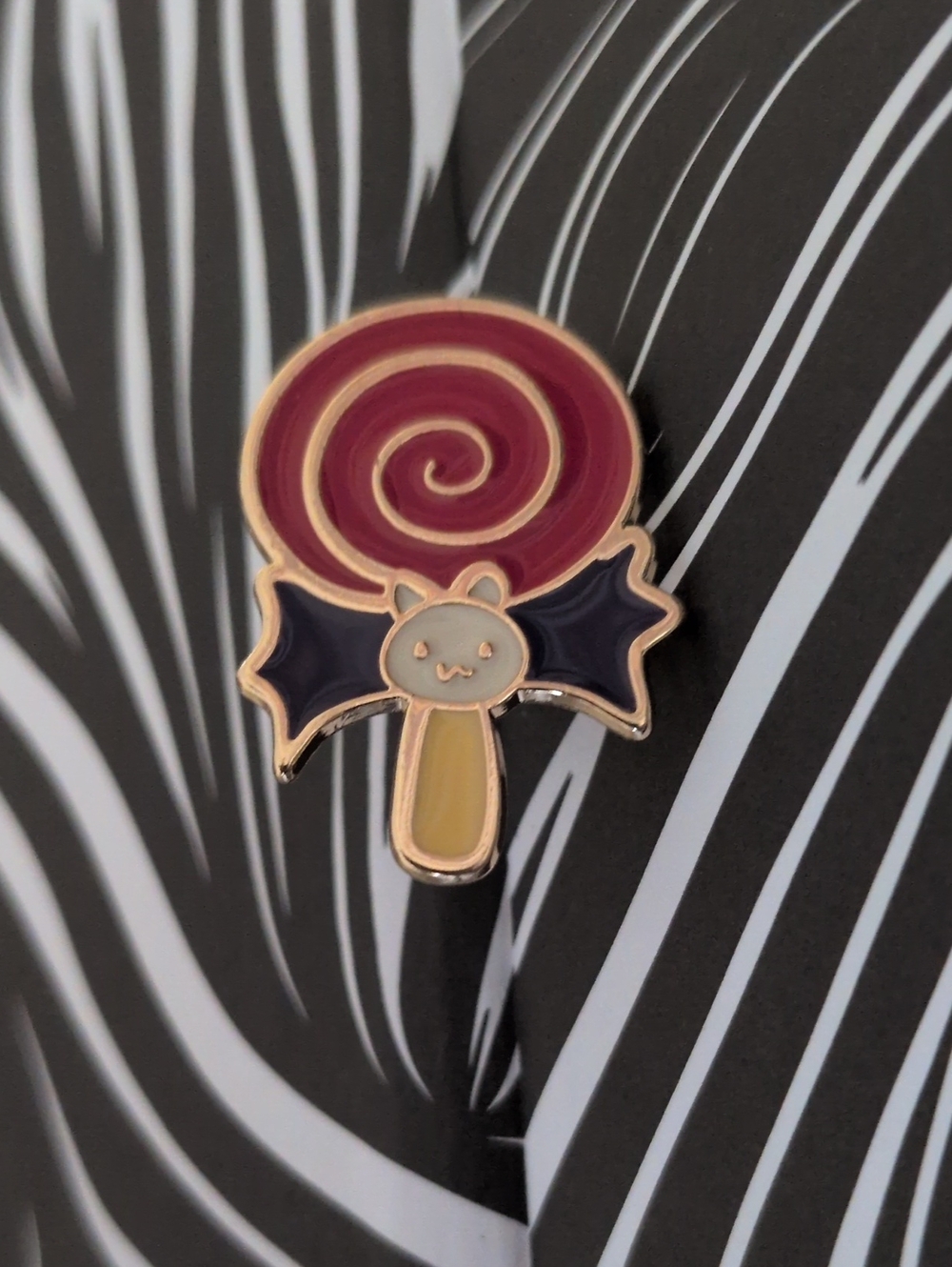 Cute Bat Lollipop Enamel Pin - Purple, Red & Yellow